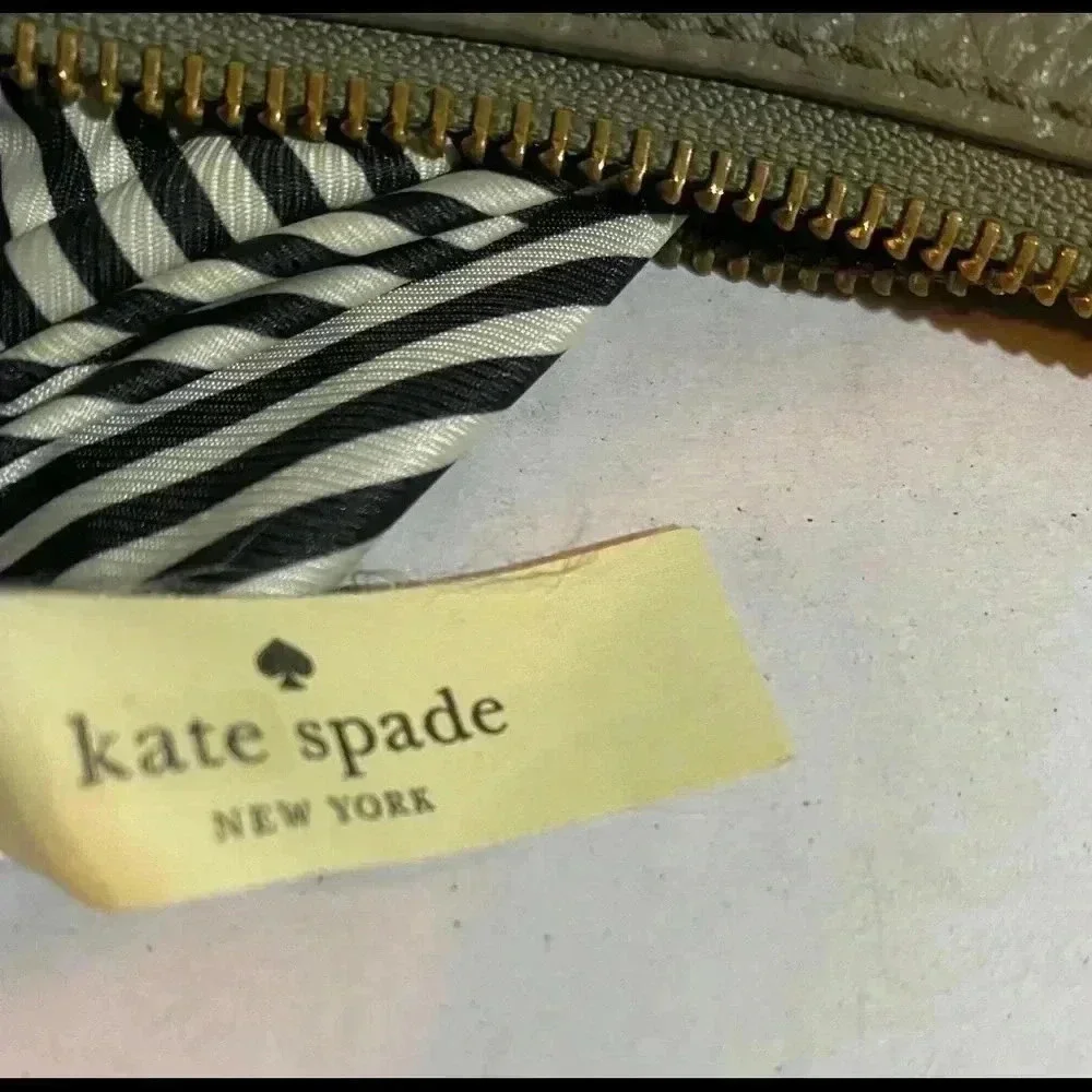 Kate spade beige grey leather satchel handbag